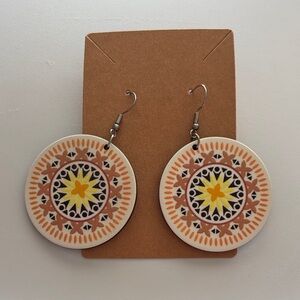 Fashion Jewelry Orange and Yellow Mandala Earrings